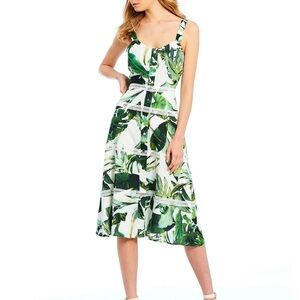 Gianni Bini Monica Palm Leaves Cotton Midi Dress - Size 0 - NWT